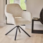 Parker Boucle Office Swivel Chair -  Black Metal Legs