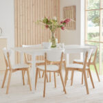 Paul White Extendable Dining Table Set - 6 Seater - Paul White Dining Chairs - Beech Legs