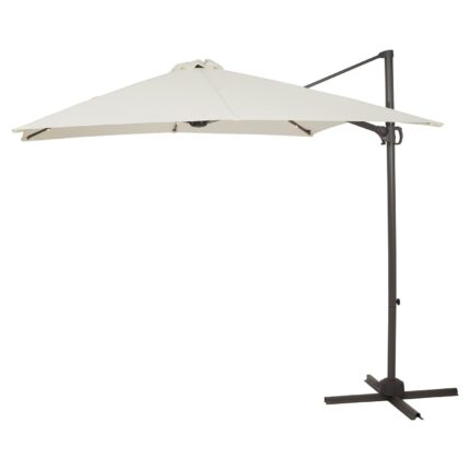 Cream LED Premium Cantilever Parasol 2.4m Square - Led Lights