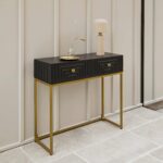 Outlet - Rayna Black Mango Wood 2 Drawer Console Table - Image 2