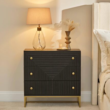Rayna 3 Drawer Chest of Drawers - Jet Black