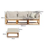 Rowan 3 Seater Wooden Garden Sofa & Footstool - Image 7