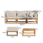 Rowan 3 Seater Wooden Garden Sofa - Footstool & Coffee Table - Image 7