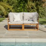Outlet - Rowan Wooden Garden 2 Seater Garden Sofa - Natural