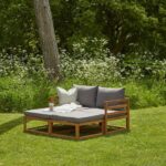 Outlet - Rowan Wooden Garden Double Garden Sofa Bed - Grey