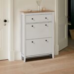 Outlet – Sandhurst shoe cabinet - 3 door - white & oak effect