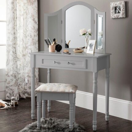 Sienna Grey Dressing Table with Mirror & Stool
