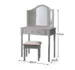 Sienna Grey Dressing Table with Mirror & Stool - Image 2