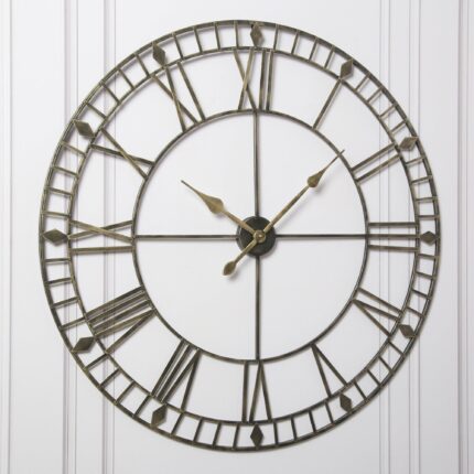 Riseley Large Skeleton Wall Clock - Black & Gold