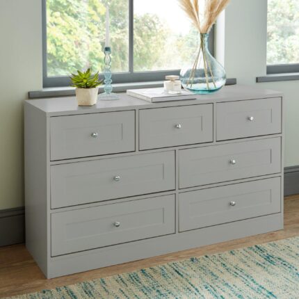 Stevie 7 Drawer Chest of Drawers  - Grey