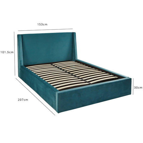 Outlet - Otto Double Ottoman Bed - Royal Blue Velvet 1 Teal double storage ottoman bed frame - Laura James