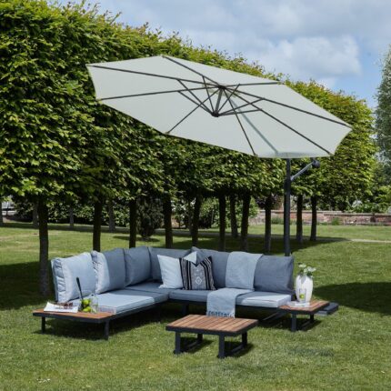Thea Garden Corner Sofa Set with Cream Parasol