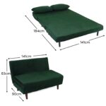 Una 2 Seater Double Sofa Bed - Green Velvet - Image 15