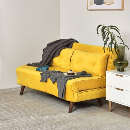 Outlet - Una Double Sofa Bed - Yellow - Velvet