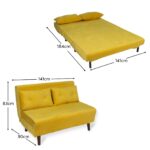 Una 2 Seater Double Sofa Bed - Yellow Velvet - Image 13