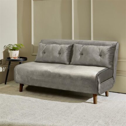 Outlet - Una Double Sprung Sofa Bed - Grey - Velvet