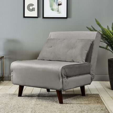 Una Single Sofa Bed - Grey Velvet