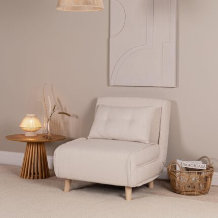 Una Single Sofa Bed - White Teddy