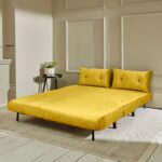 Una 2 Seater Double Sofa Bed - Yellow Velvet - Image 2