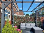 Weston 4 Seater Rattan Garden Corner Sofa Set with Cream Lean Over Parasol & Base - Black Weave - Image 2