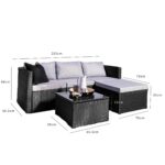 Weston 4 Seater Rattan Garden Corner Sofa Set with Cream Lean Over Parasol & Base - Black Weave - Image 11