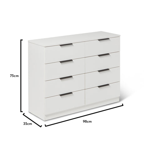 Outlet - Essie 8 Drawer Chest of Drawers - Pure White 1 Essie Chest of 8 Drawers - Laura James