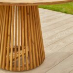 Willow 6 Seater Round Wooden Garden Set with 6 Hali Natural Rope Chairs & Round Cream LED Parasol - Image 7