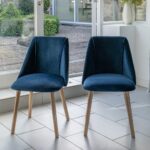 Willow Pale Oak  Dining Table Set - 4 Seater - Freya Blue Dining Chairs - Whitewash Legs - Image 2