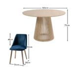 Willow Pale Oak  Dining Table Set - 4 Seater - Freya Blue Dining Chairs - Whitewash Legs - Image 10