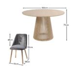 Willow Pale Oak  Dining Table Set - 4 Seater - Freya Grey Dining Chairs - Whitewash Legs - Image 9