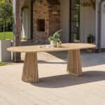 Willow Oval Wooden Garden Table -  White Acacia