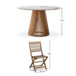 Willow 6 Seater Round Wooden Garden Dining Set with 6 Cove Rope Chairs & Round Cream LED Parasol - Image 12
