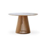 Willow 6 Seater Round Wooden Garden Dining Set with 6 Cove Rope Chairs & Round Grey Parasol - Image 10
