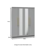 Bramham Grey Tall 4 Door 2 Mirror Wardrobe - Image 7