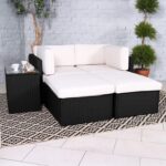 Rattan Multipositional Lounge Set with Console - Image 12