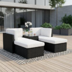 Rattan Multipositional Lounge Set with Console - Image 9