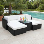 Rattan Multipositional Lounge Set with Console - Image 10