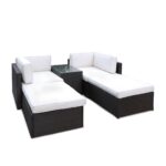 Rattan Multipositional Lounge Set with Console - Image 14