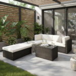 Rattan Multipositional Lounge Set with Console - Image 2