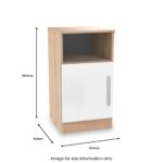 Blakely White & Light Oak 1 Door with Open Shelf Bedside Cabinet - Image 6