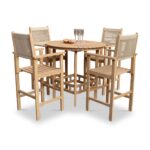 Roma FSC Bar Set 100cm High Table With 4 Rope Bar Stools - Image 2