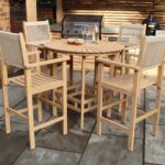 Roma FSC Bar Set 100cm High Table With 4 Rope Bar Stools - Image 4