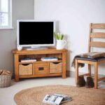 Zelah Oak Corner TV Stand with Baskets - Image 18