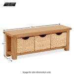 Zelah Oak Bench with Baskets - Image 13