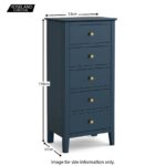 Stirling Blue Tallboy Chest with 5 Drawers - Image 5