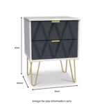 Geo 2 Drawer Bedside Table with Gold Hairpin Legs - Image 18
