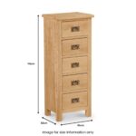 Lanner Oak 5 Drawer Tallboy Chest - Image 2