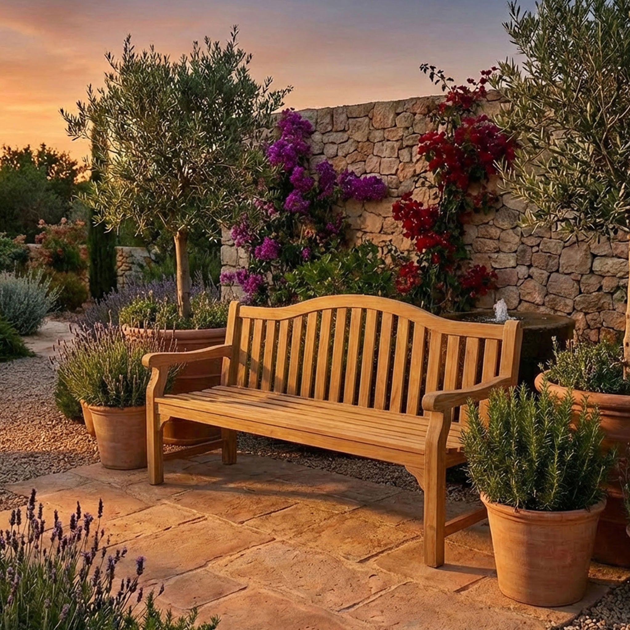 MAR-180B-Maria-180cm-4-Seater-Garden-Bench-Life2 Maria 180cm 3 Seater Acacia Garden Bench - Image 1
