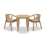 Maris 2 Seater Round Bistro Set with Riven Chairs - Image 2
