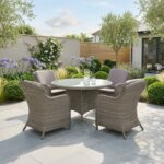 Paris 4 Seat 110cm Lux Rattan Dining Set